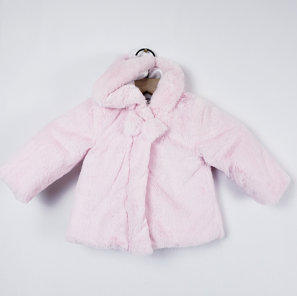 Little Me Other - Little Me NWT Baby Girl Pink Faux Fur Jacket 18 M